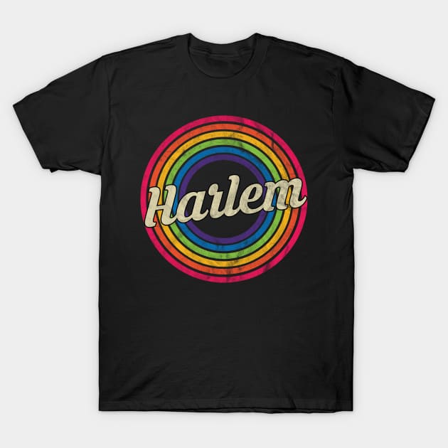 Harlem - Retro Rainbow Faded-Style T-Shirt by MaydenArt